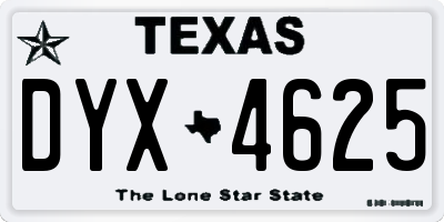 TX license plate DYX4625