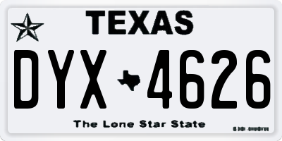 TX license plate DYX4626