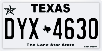 TX license plate DYX4630