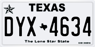 TX license plate DYX4634
