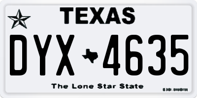 TX license plate DYX4635