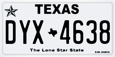 TX license plate DYX4638