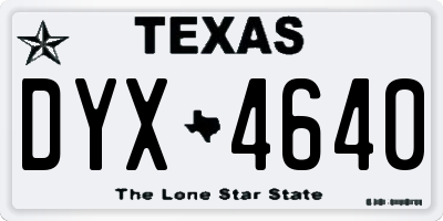 TX license plate DYX4640