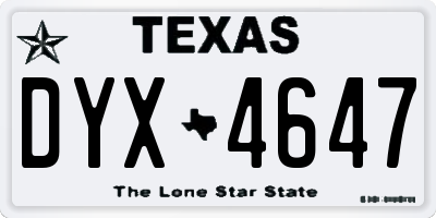 TX license plate DYX4647