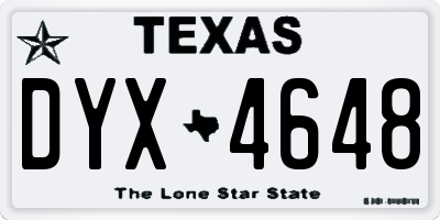TX license plate DYX4648