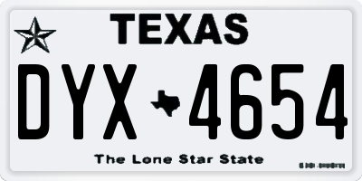 TX license plate DYX4654