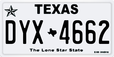 TX license plate DYX4662