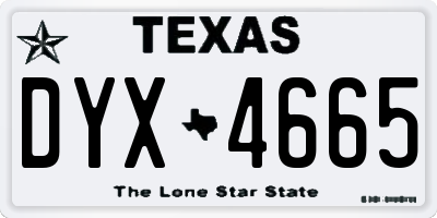 TX license plate DYX4665