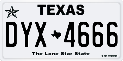 TX license plate DYX4666