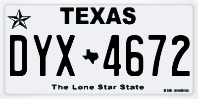TX license plate DYX4672