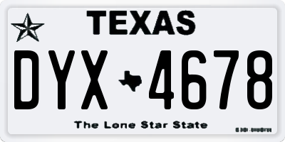 TX license plate DYX4678