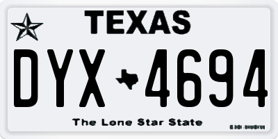TX license plate DYX4694