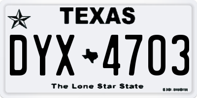 TX license plate DYX4703