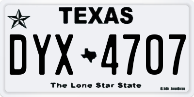 TX license plate DYX4707