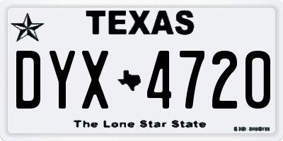 TX license plate DYX4720