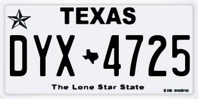 TX license plate DYX4725