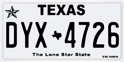 TX license plate DYX4726