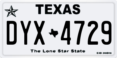 TX license plate DYX4729