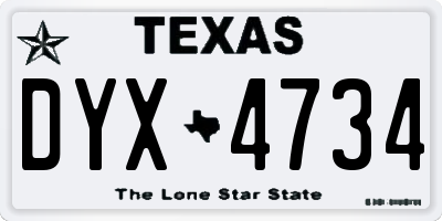 TX license plate DYX4734