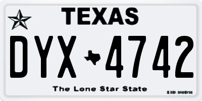 TX license plate DYX4742