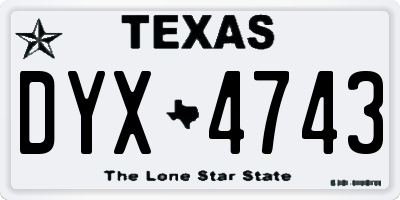 TX license plate DYX4743