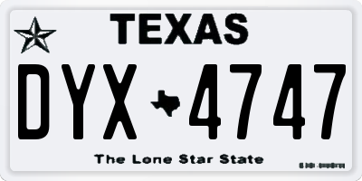 TX license plate DYX4747