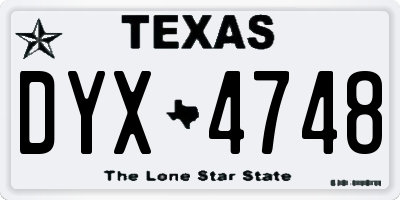 TX license plate DYX4748