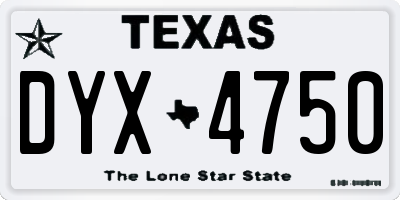 TX license plate DYX4750
