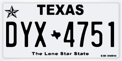 TX license plate DYX4751