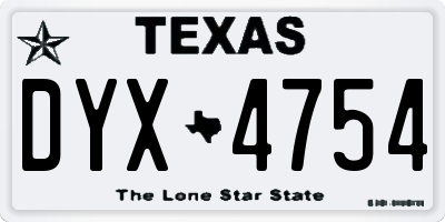 TX license plate DYX4754