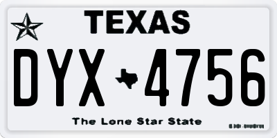 TX license plate DYX4756