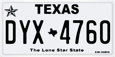 TX license plate DYX4760