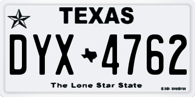 TX license plate DYX4762