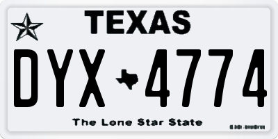 TX license plate DYX4774