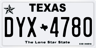 TX license plate DYX4780