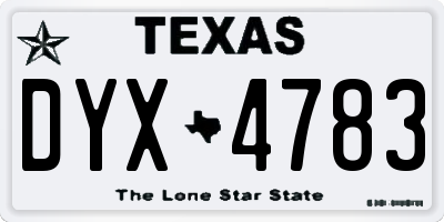 TX license plate DYX4783