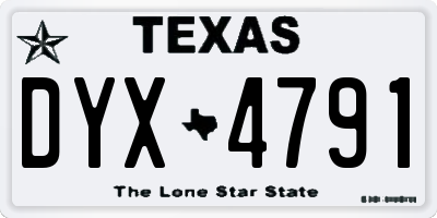 TX license plate DYX4791