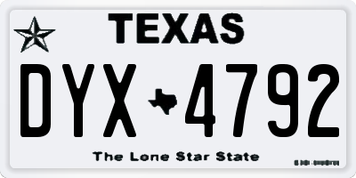 TX license plate DYX4792
