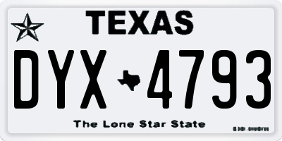 TX license plate DYX4793