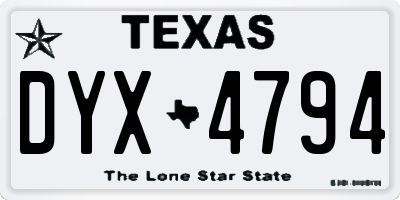 TX license plate DYX4794
