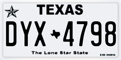 TX license plate DYX4798