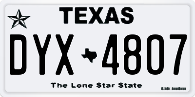 TX license plate DYX4807