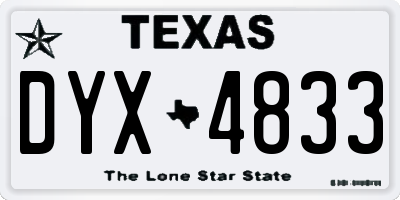 TX license plate DYX4833
