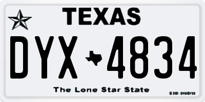 TX license plate DYX4834