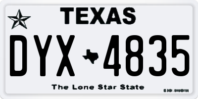 TX license plate DYX4835
