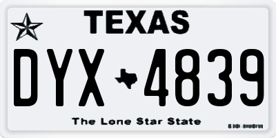 TX license plate DYX4839