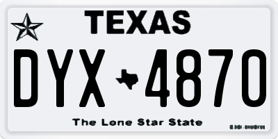 TX license plate DYX4870