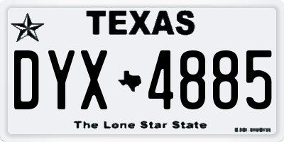 TX license plate DYX4885