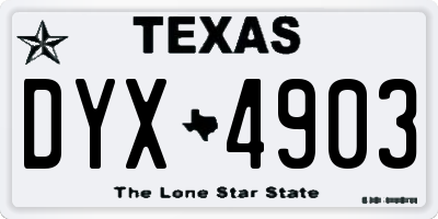 TX license plate DYX4903