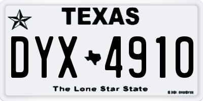 TX license plate DYX4910